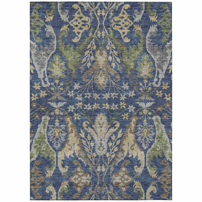LOOMLAN Rugs Alfreda Blue Washable Indoor-Outdoor Rug