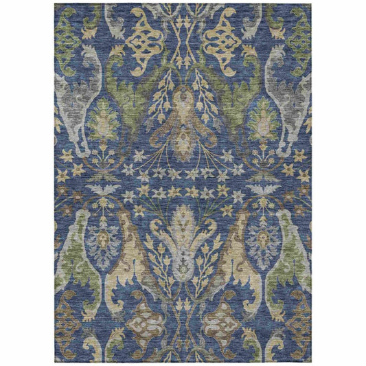 LOOMLAN Rugs Alfreda Blue Washable Indoor-Outdoor Rug