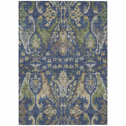 LOOMLAN Rugs Alfreda Blue Washable Indoor-Outdoor Rug