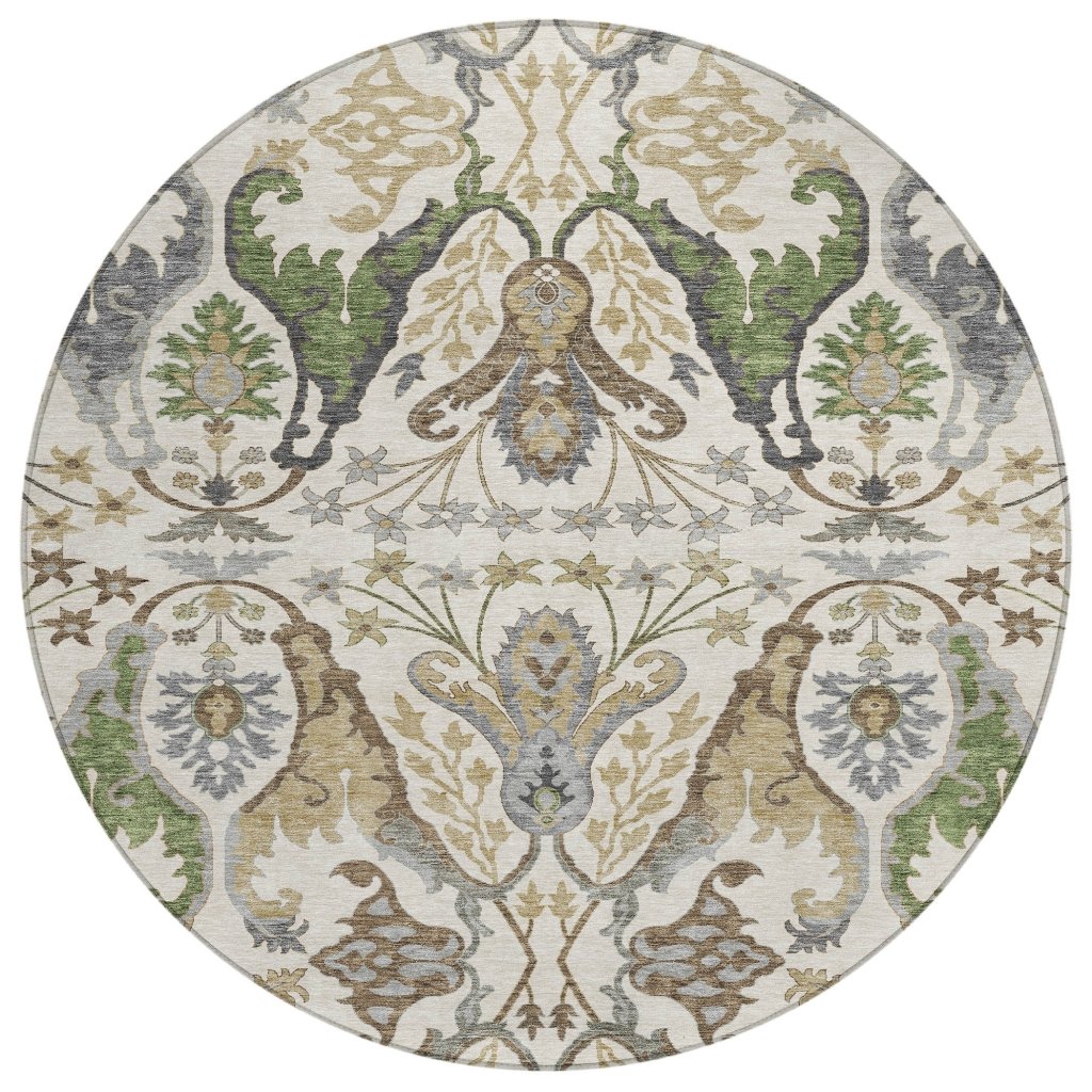 LOOMLAN Rugs Alfreda Ivory Washable Indoor-Outdoor Rug