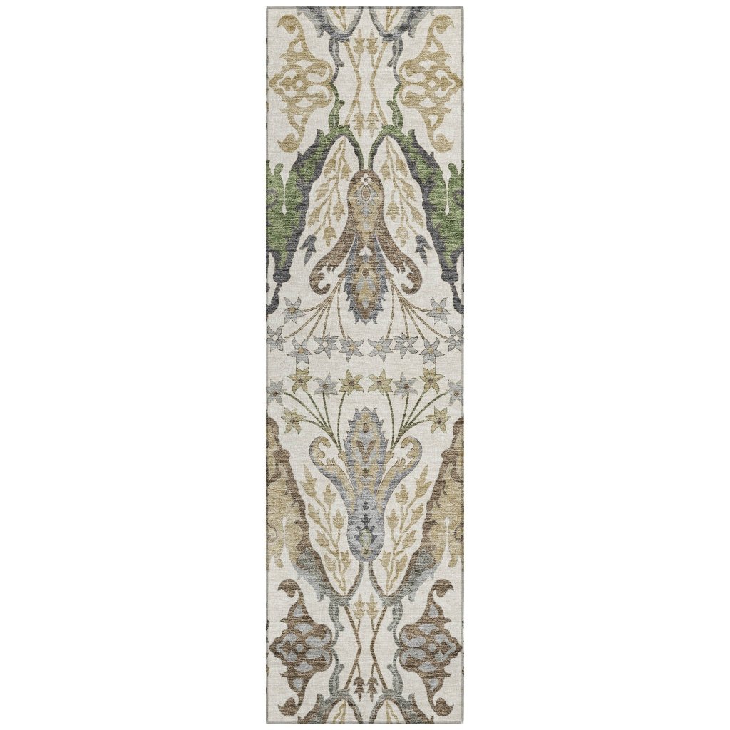 LOOMLAN Rugs Alfreda Ivory Washable Indoor-Outdoor Rug