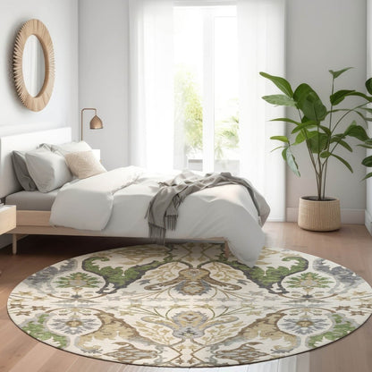 LOOMLAN Rugs Alfreda Ivory Washable Indoor-Outdoor Rug