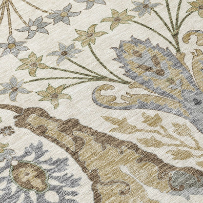 LOOMLAN Rugs Alfreda Ivory Washable Indoor-Outdoor Rug