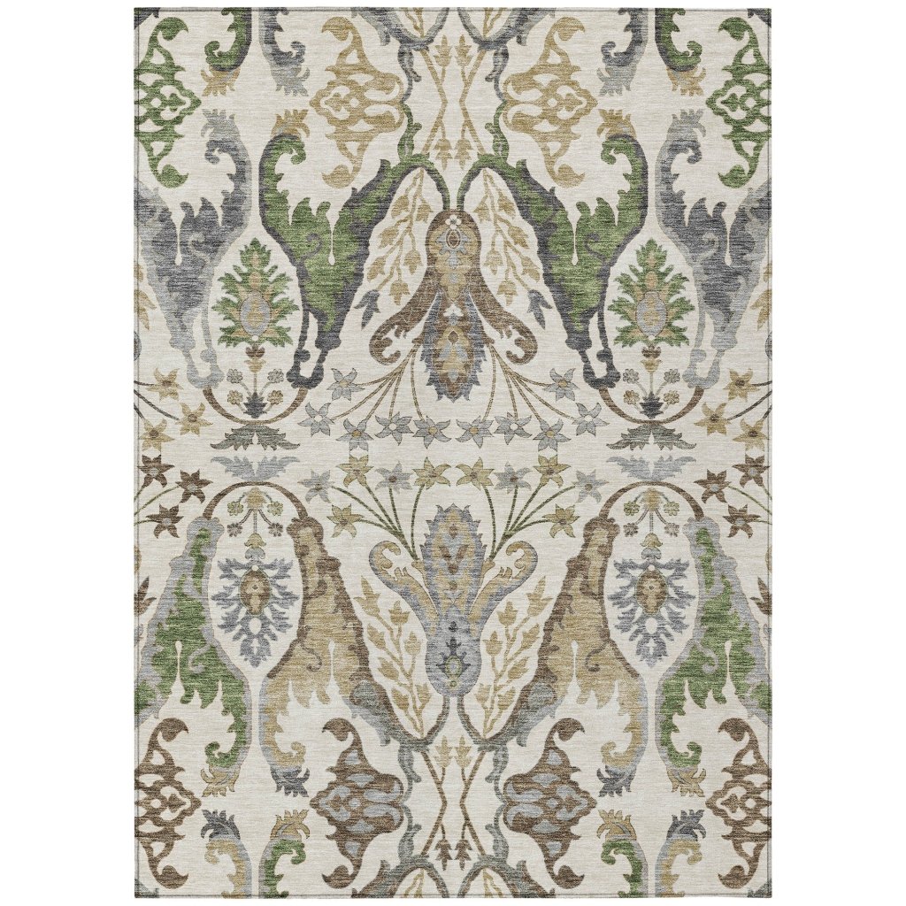 LOOMLAN Rugs Alfreda Ivory Washable Indoor-Outdoor Rug