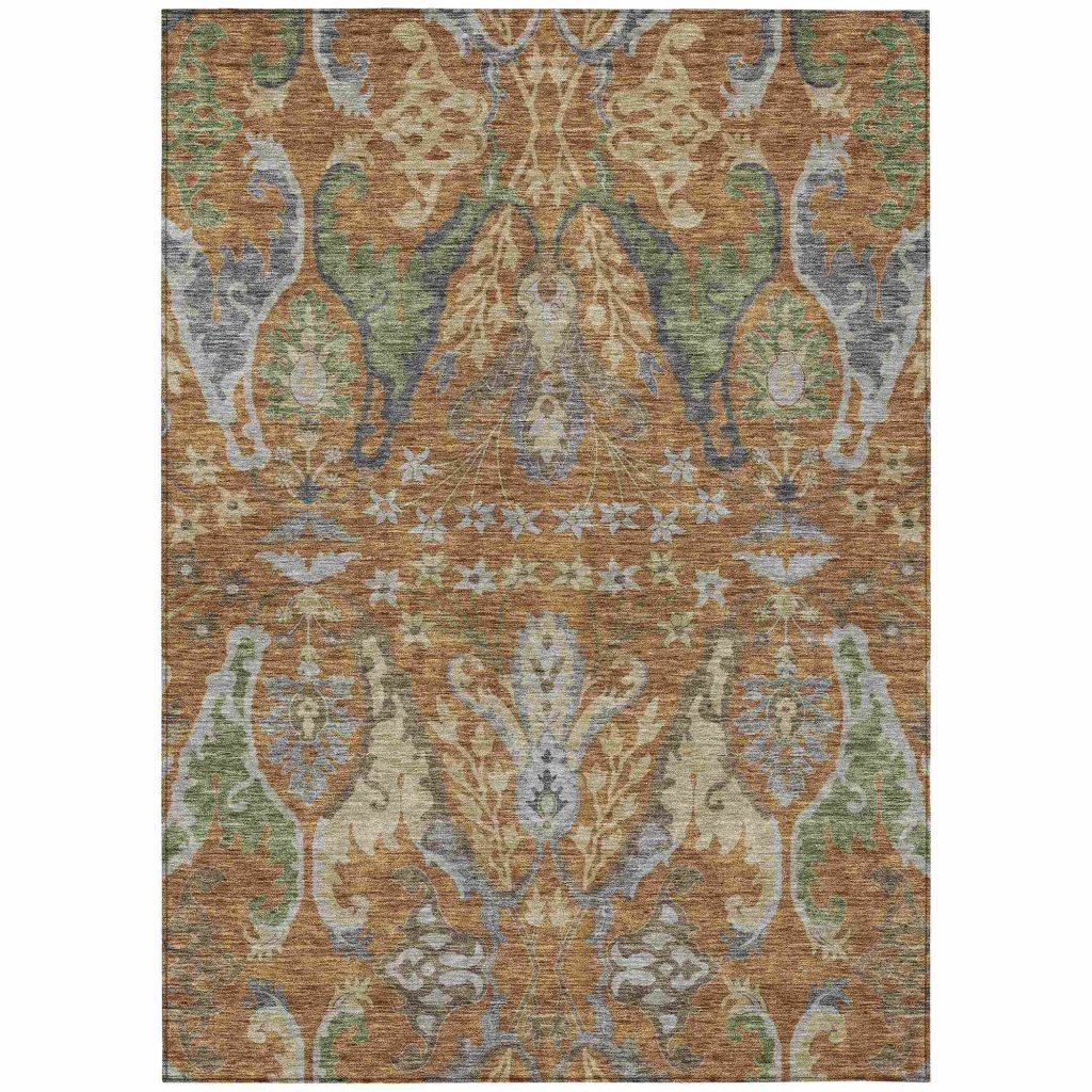 Alfreda Orange Washable Indoor - Outdoor Rug - LOOMLAN - LOOMLAN Rugs - Outdoor Rugs