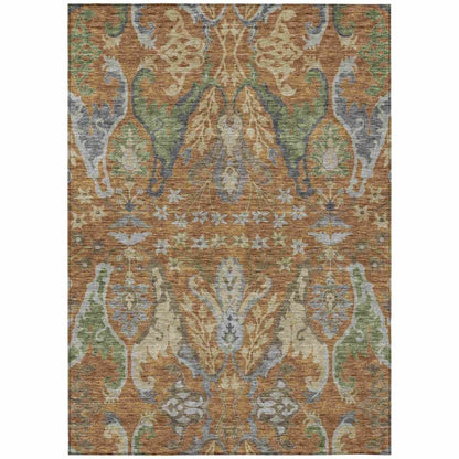Alfreda Orange Washable Indoor - Outdoor Rug - LOOMLAN - LOOMLAN Rugs - Outdoor Rugs