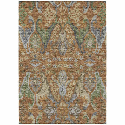 LOOMLAN Rugs Alfreda Orange Washable Indoor-Outdoor Rug