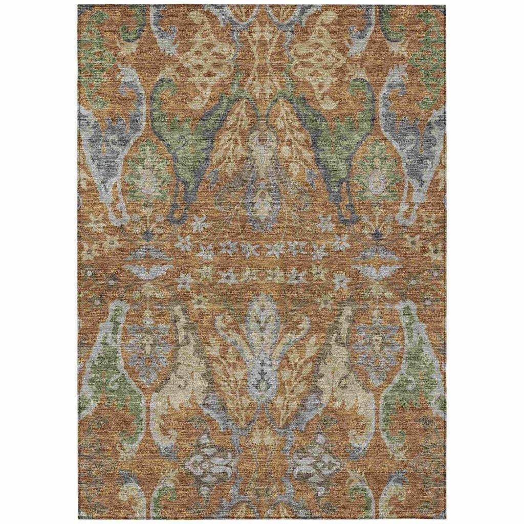 Alfreda Orange Washable Indoor-Outdoor Rug