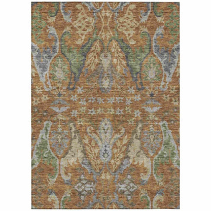 Alfreda Orange Washable Indoor-Outdoor Rug