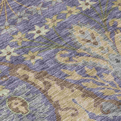 LOOMLAN Rugs Alfreda Purple Washable Indoor-Outdoor Rug