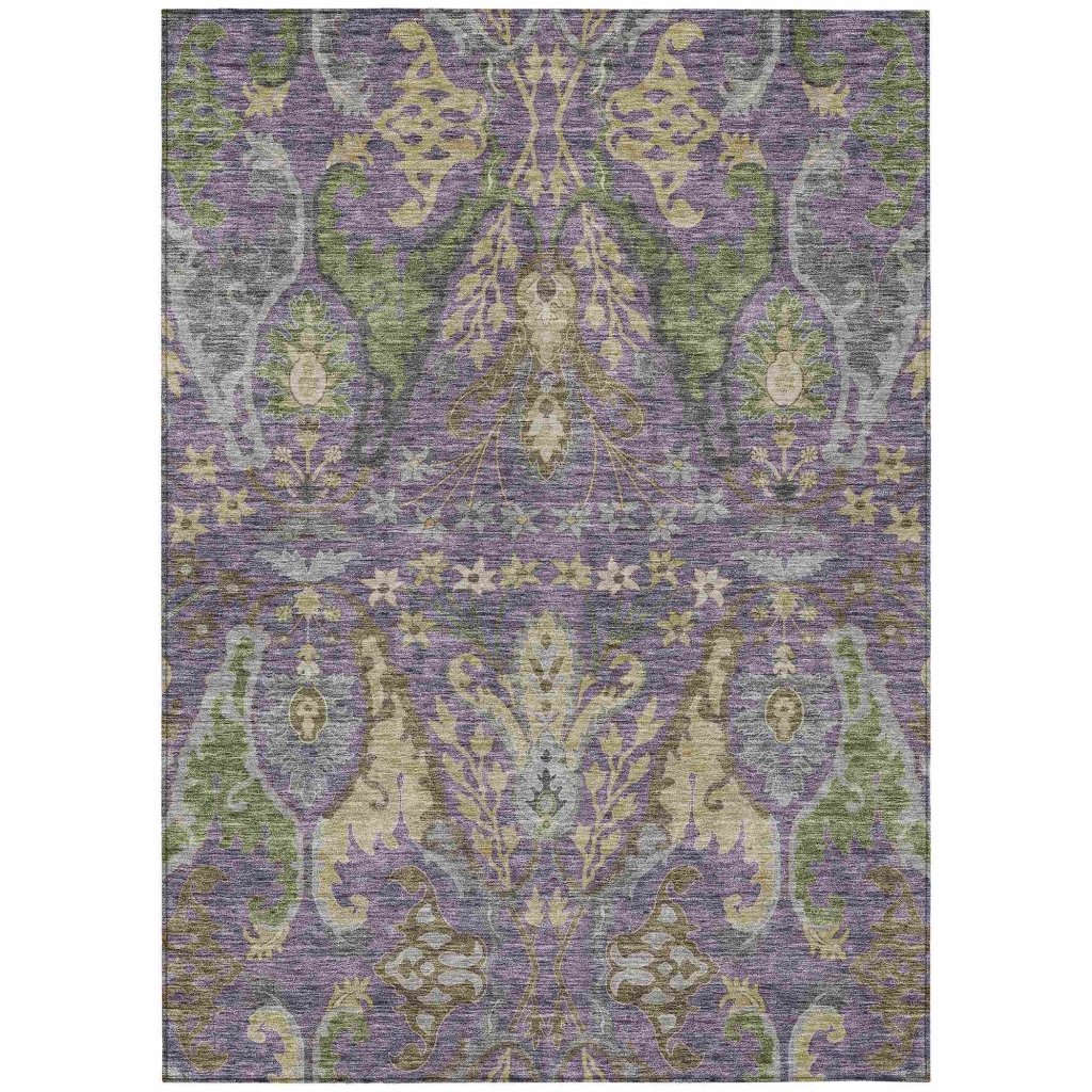 LOOMLAN Rugs Alfreda Purple Washable Indoor-Outdoor Rug