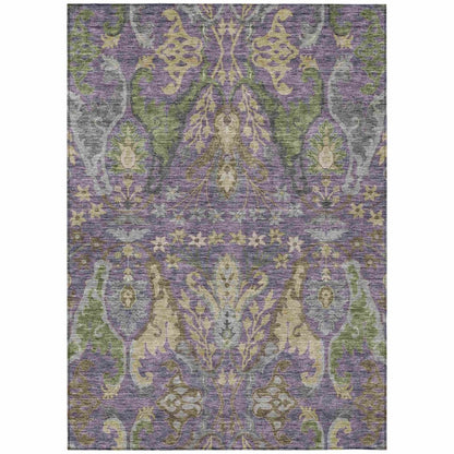 LOOMLAN Rugs Alfreda Purple Washable Indoor-Outdoor Rug