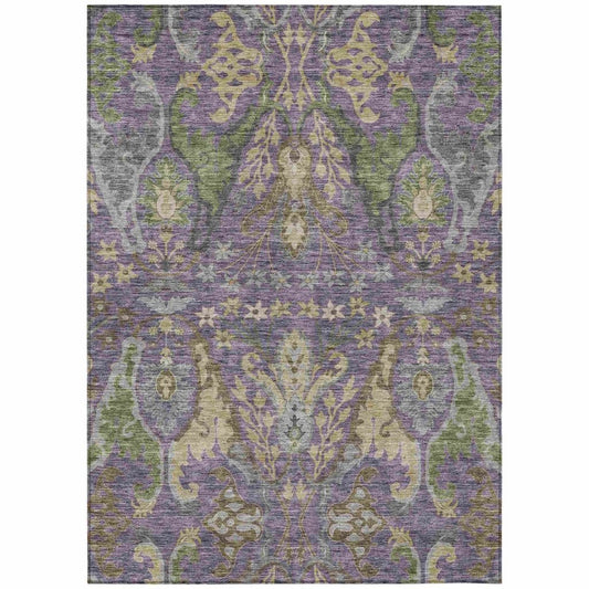 LOOMLAN Rugs Alfreda Purple Washable Indoor-Outdoor Rug