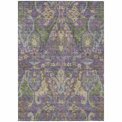 LOOMLAN Rugs Alfreda Purple Washable Indoor-Outdoor Rug