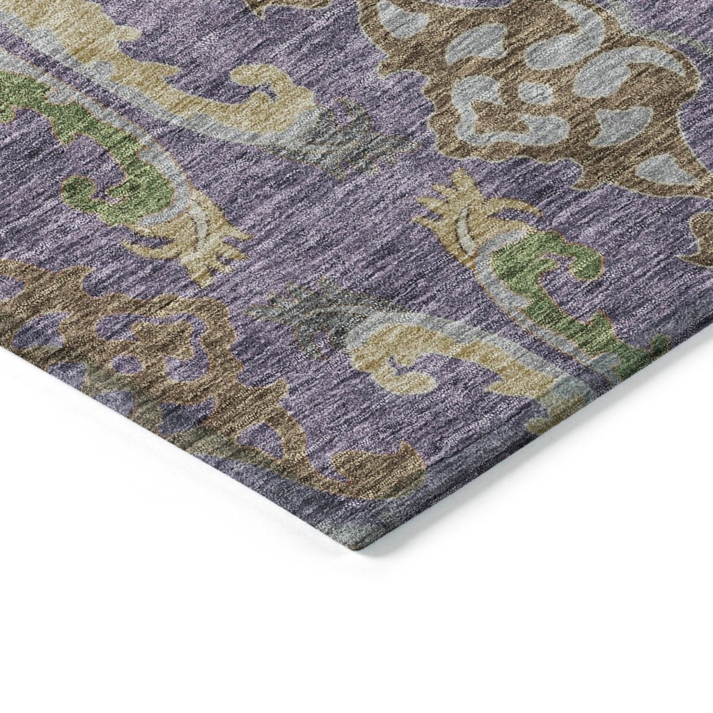 LOOMLAN Rugs Alfreda Purple Washable Indoor-Outdoor Rug