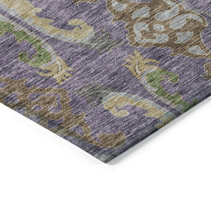 LOOMLAN Rugs Alfreda Purple Washable Indoor-Outdoor Rug
