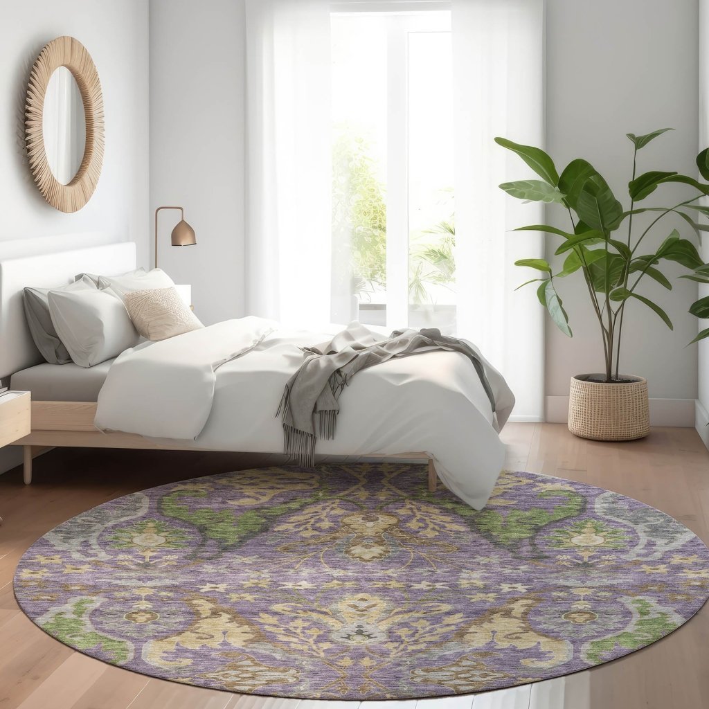 LOOMLAN Rugs Alfreda Purple Washable Indoor-Outdoor Rug