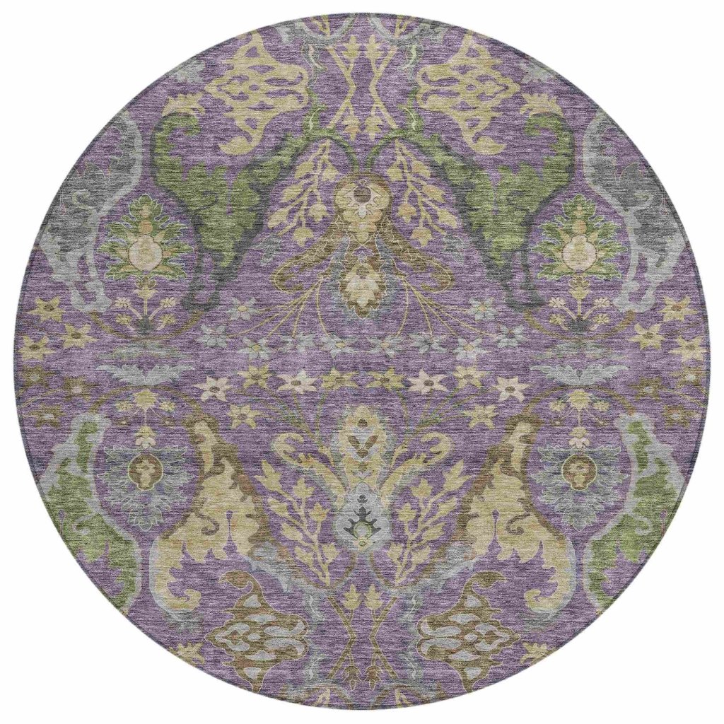 LOOMLAN Rugs Alfreda Purple Washable Indoor-Outdoor Rug