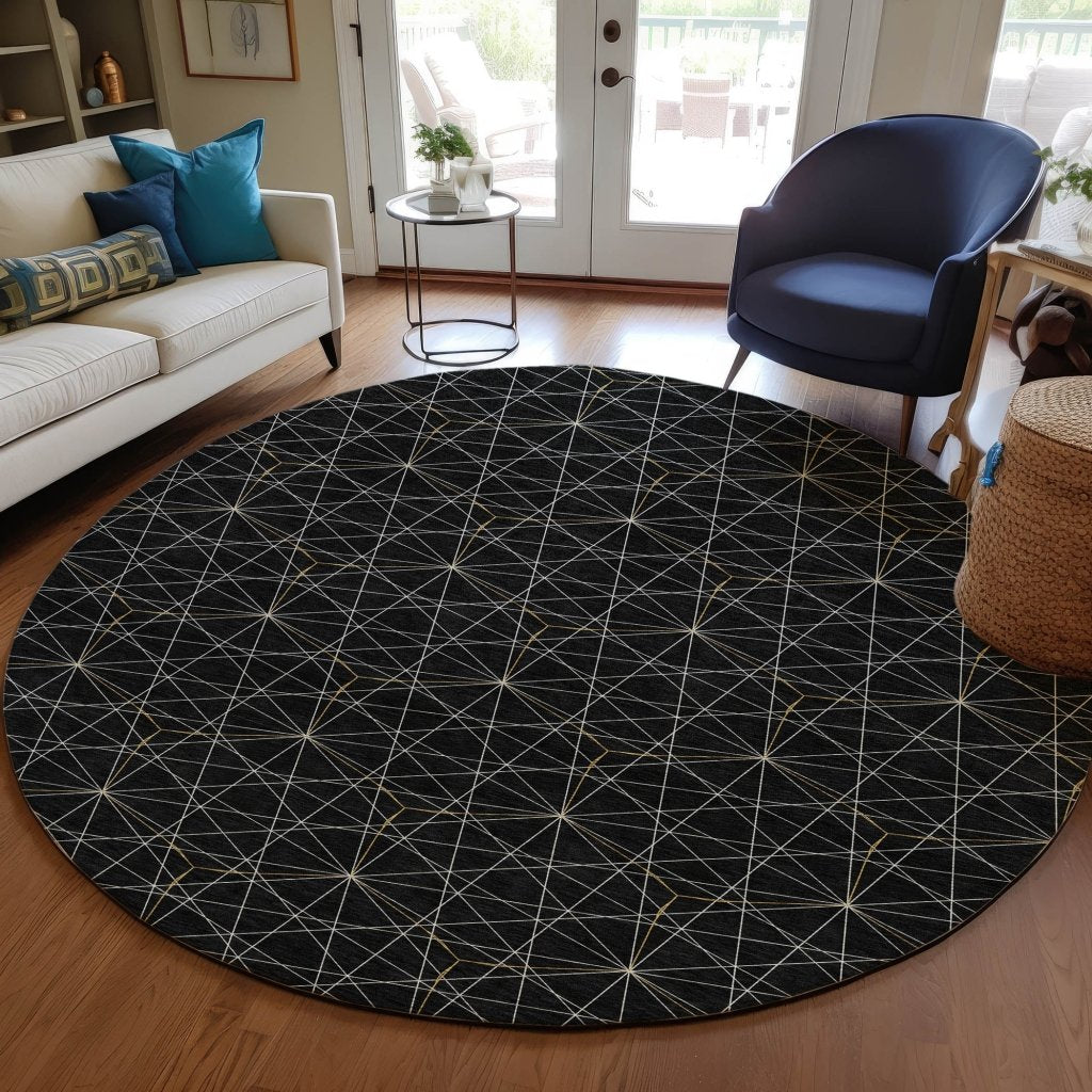 LOOMLAN Rugs Alina Black Washable Indoor-Outdoor Rug