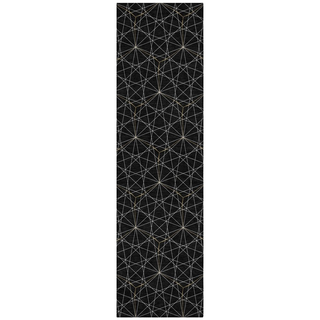 LOOMLAN Rugs Alina Black Washable Indoor-Outdoor Rug
