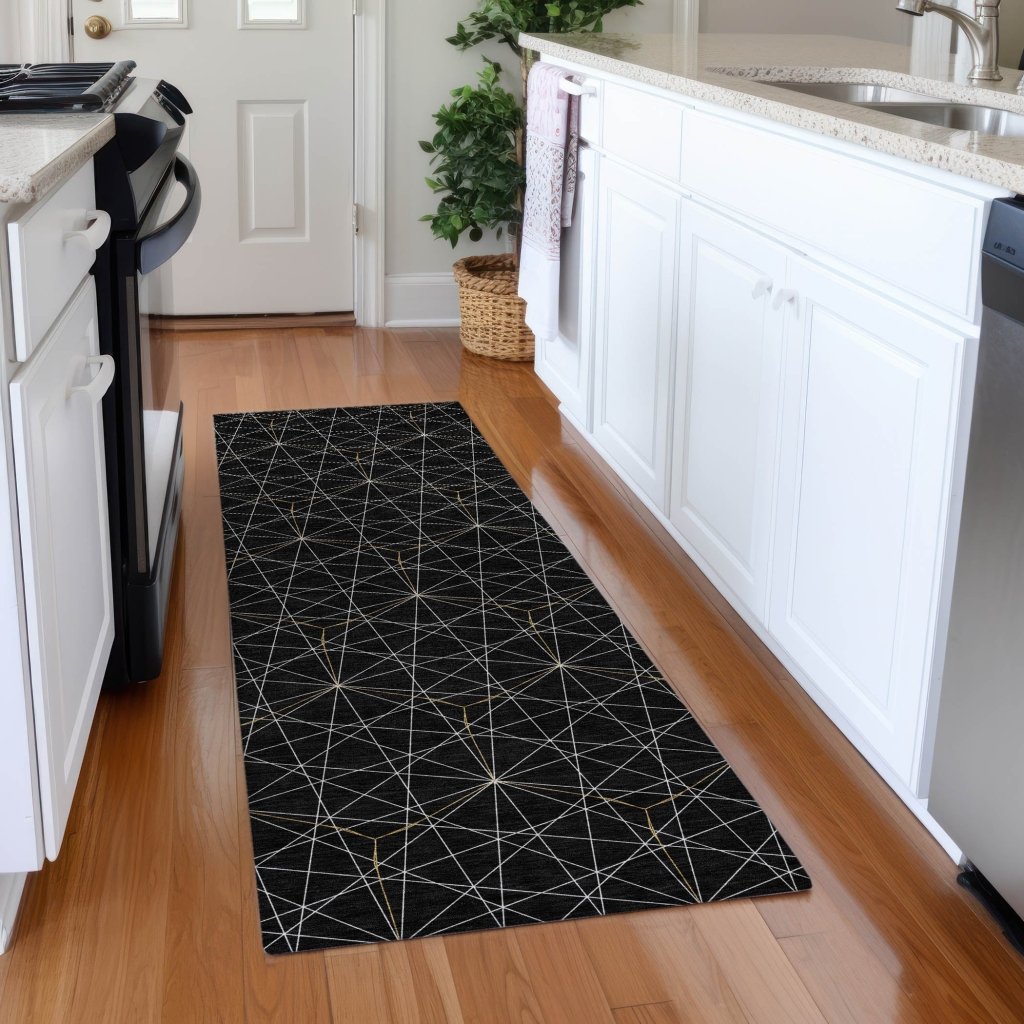 LOOMLAN Rugs Alina Black Washable Indoor-Outdoor Rug
