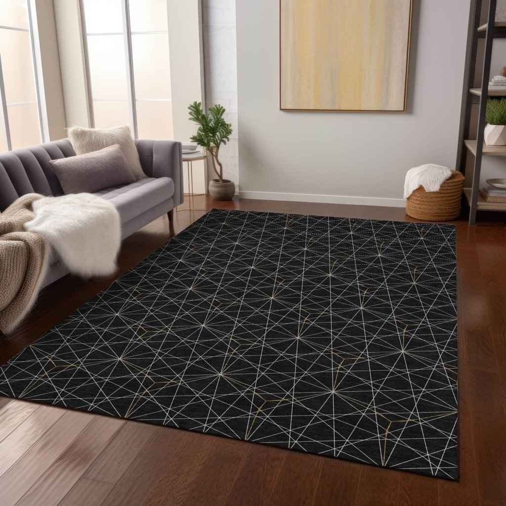 LOOMLAN Rugs Alina Black Washable Indoor-Outdoor Rug