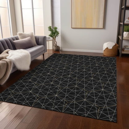 LOOMLAN Rugs Alina Black Washable Indoor-Outdoor Rug
