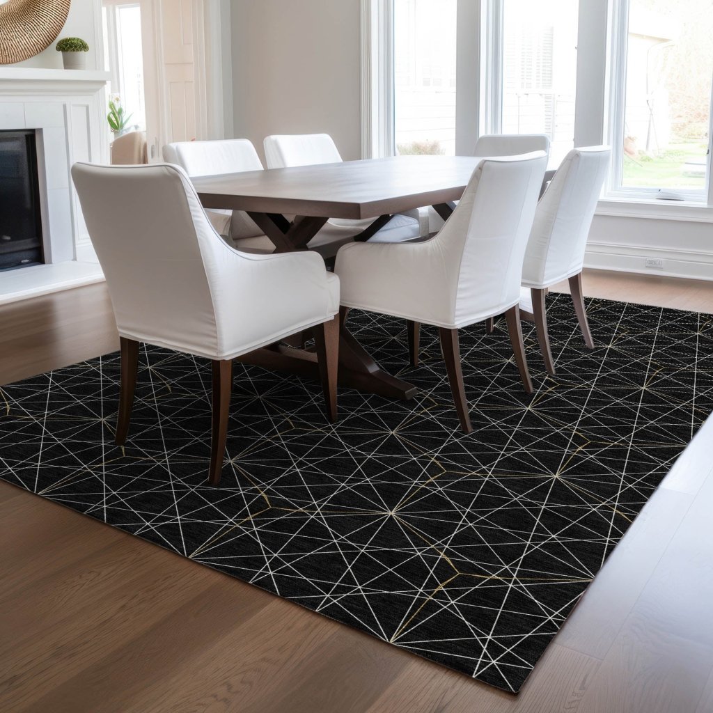 LOOMLAN Rugs Alina Black Washable Indoor-Outdoor Rug