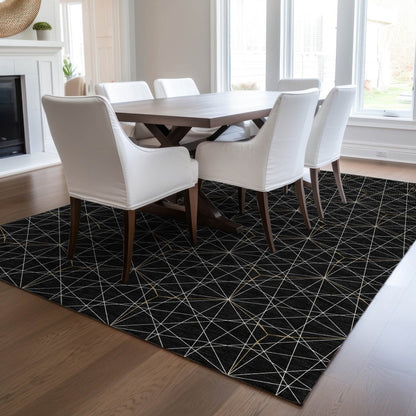 LOOMLAN Rugs Alina Black Washable Indoor-Outdoor Rug