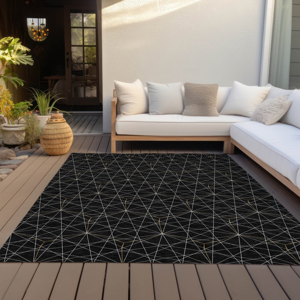LOOMLAN Rugs Alina Black Washable Indoor-Outdoor Rug