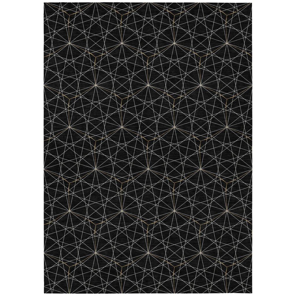 LOOMLAN Rugs Alina Black Washable Indoor-Outdoor Rug