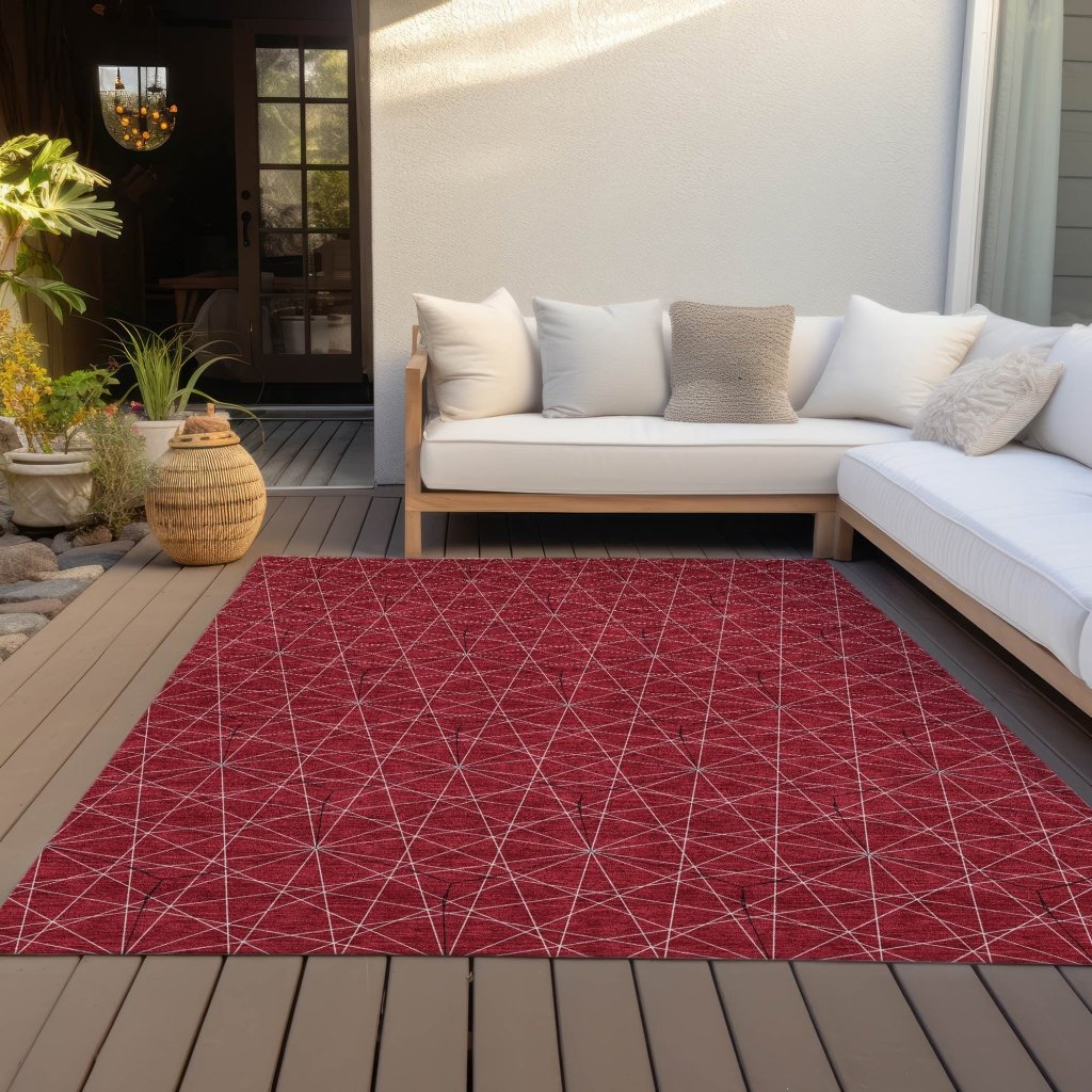 LOOMLAN Rugs Alina Red Washable Indoor-Outdoor Rug