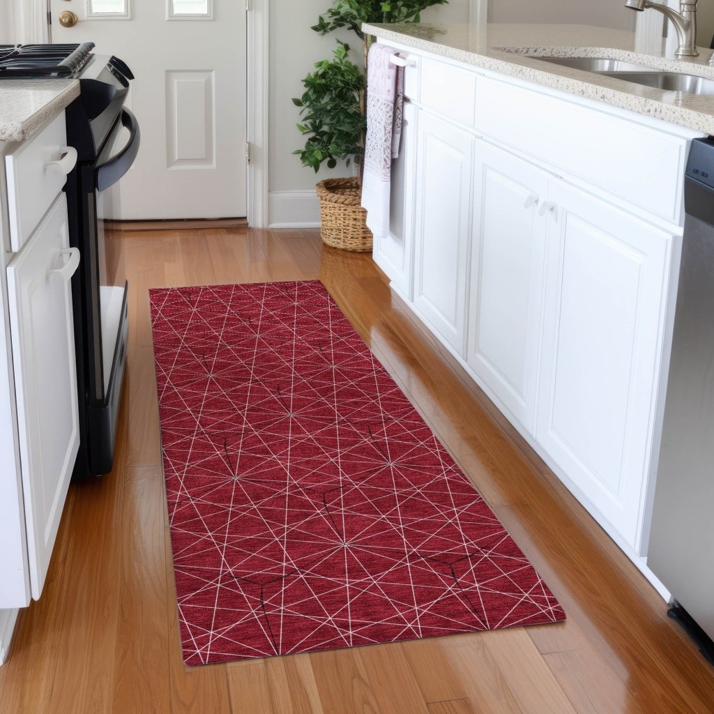 LOOMLAN Rugs Alina Red Washable Indoor-Outdoor Rug