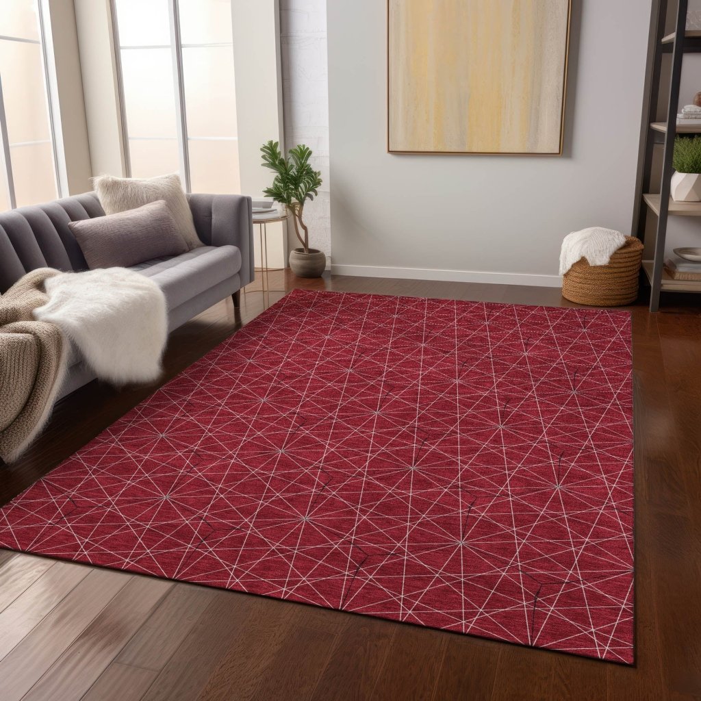 LOOMLAN Rugs Alina Red Washable Indoor-Outdoor Rug