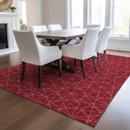 LOOMLAN Rugs Alina Red Washable Indoor-Outdoor Rug