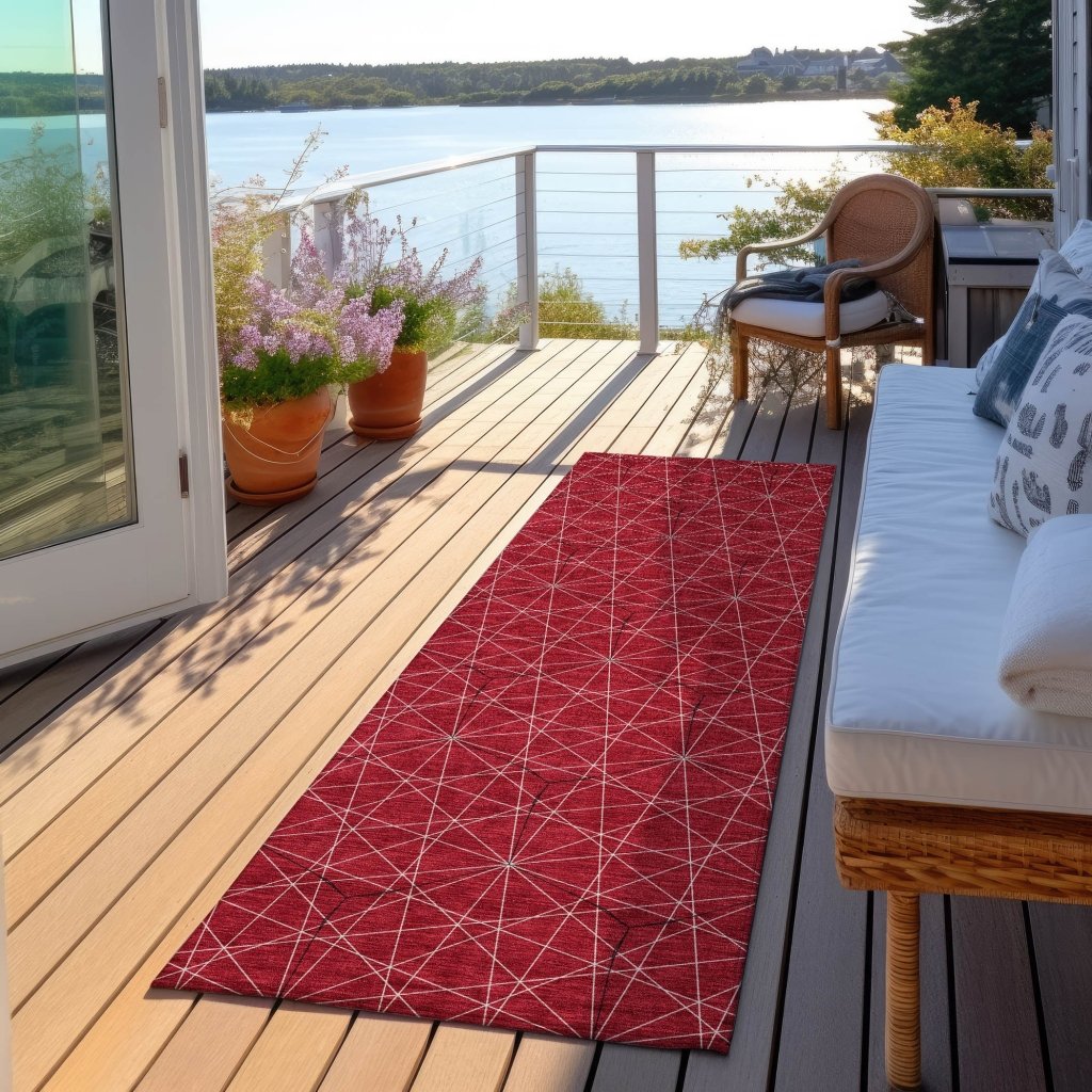 LOOMLAN Rugs Alina Red Washable Indoor-Outdoor Rug