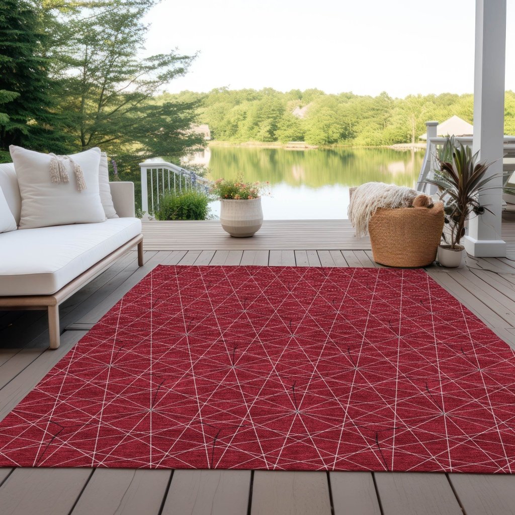 LOOMLAN Rugs Alina Red Washable Indoor-Outdoor Rug