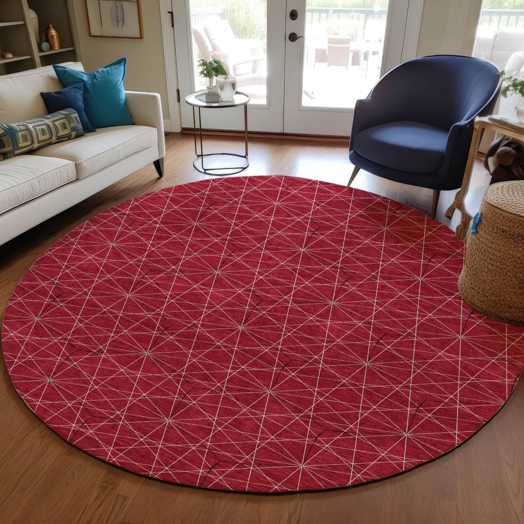 LOOMLAN Rugs Alina Red Washable Indoor-Outdoor Rug