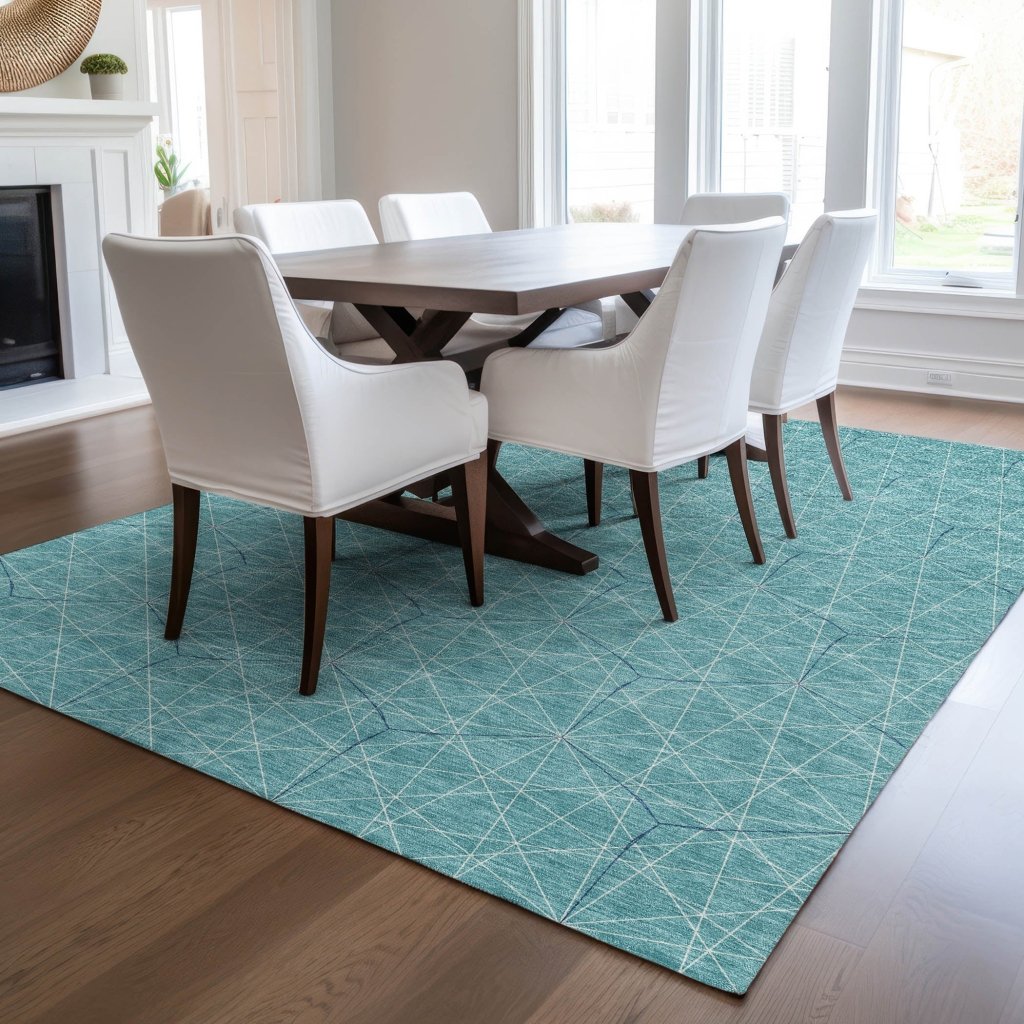 LOOMLAN Rugs Alina Teal Washable Indoor-Outdoor Rug