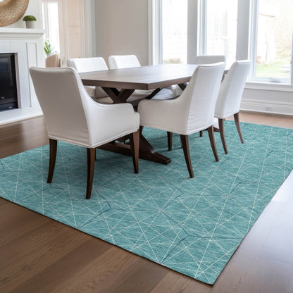 LOOMLAN Rugs Alina Teal Washable Indoor-Outdoor Rug