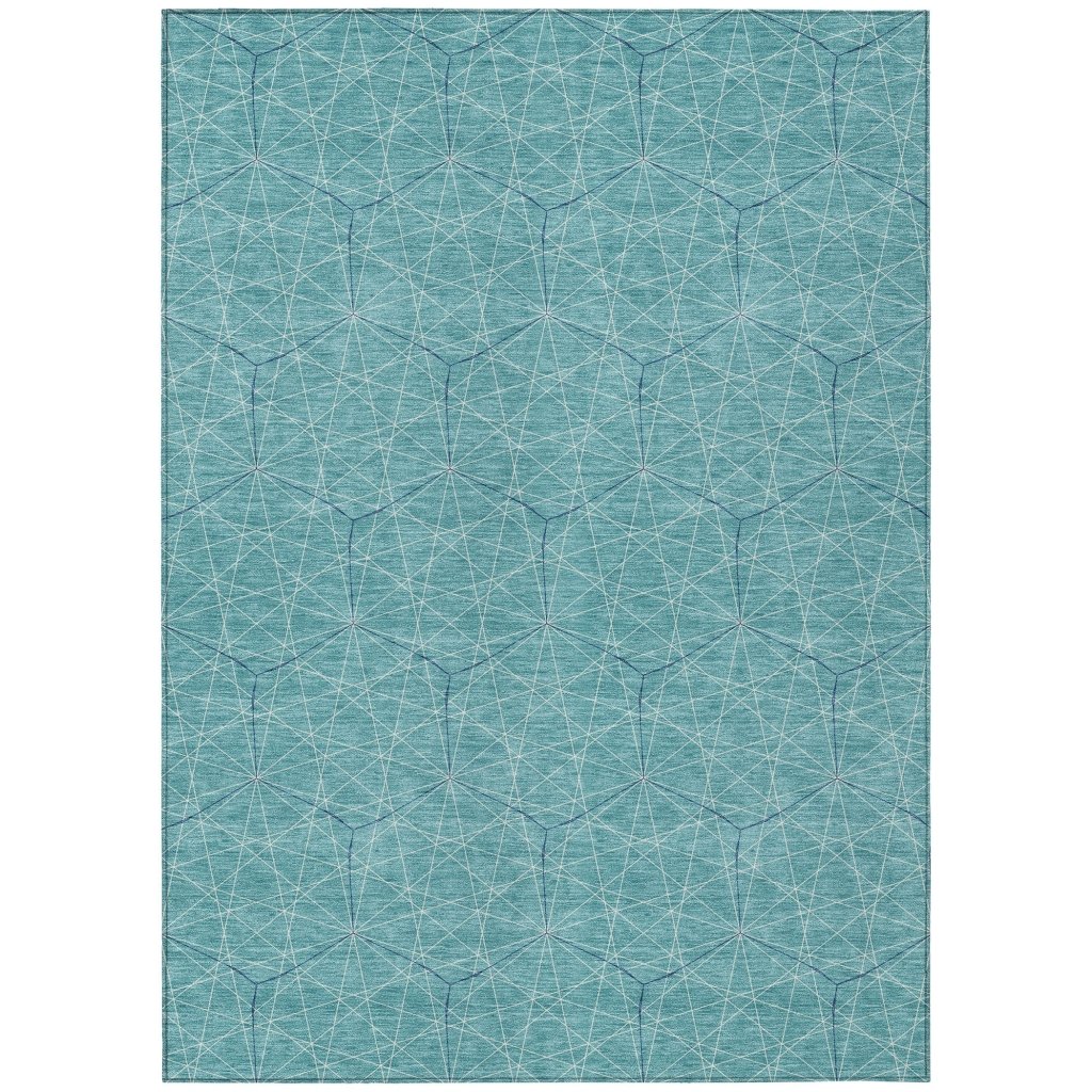 LOOMLAN Rugs Alina Teal Washable Indoor-Outdoor Rug