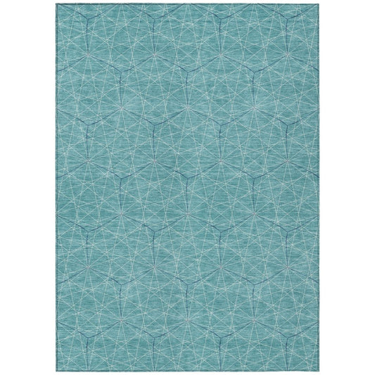 LOOMLAN Rugs Alina Teal Washable Indoor-Outdoor Rug