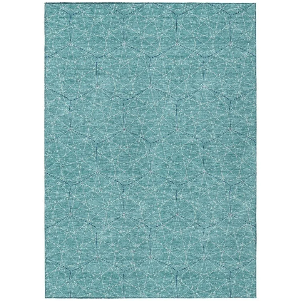 LOOMLAN Rugs Alina Teal Washable Indoor-Outdoor Rug