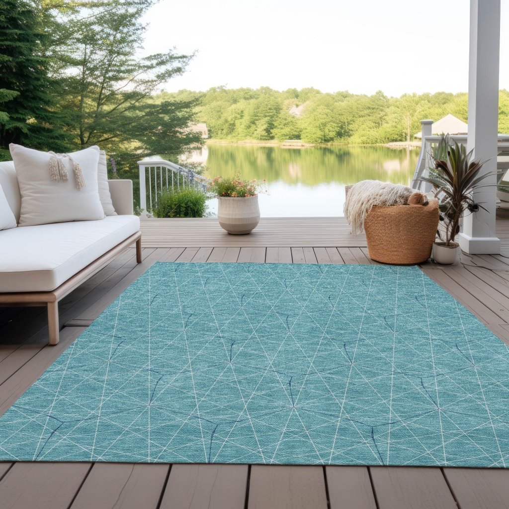 LOOMLAN Rugs Alina Teal Washable Indoor-Outdoor Rug