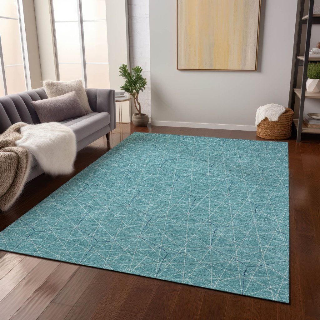 LOOMLAN Rugs Alina Teal Washable Indoor-Outdoor Rug
