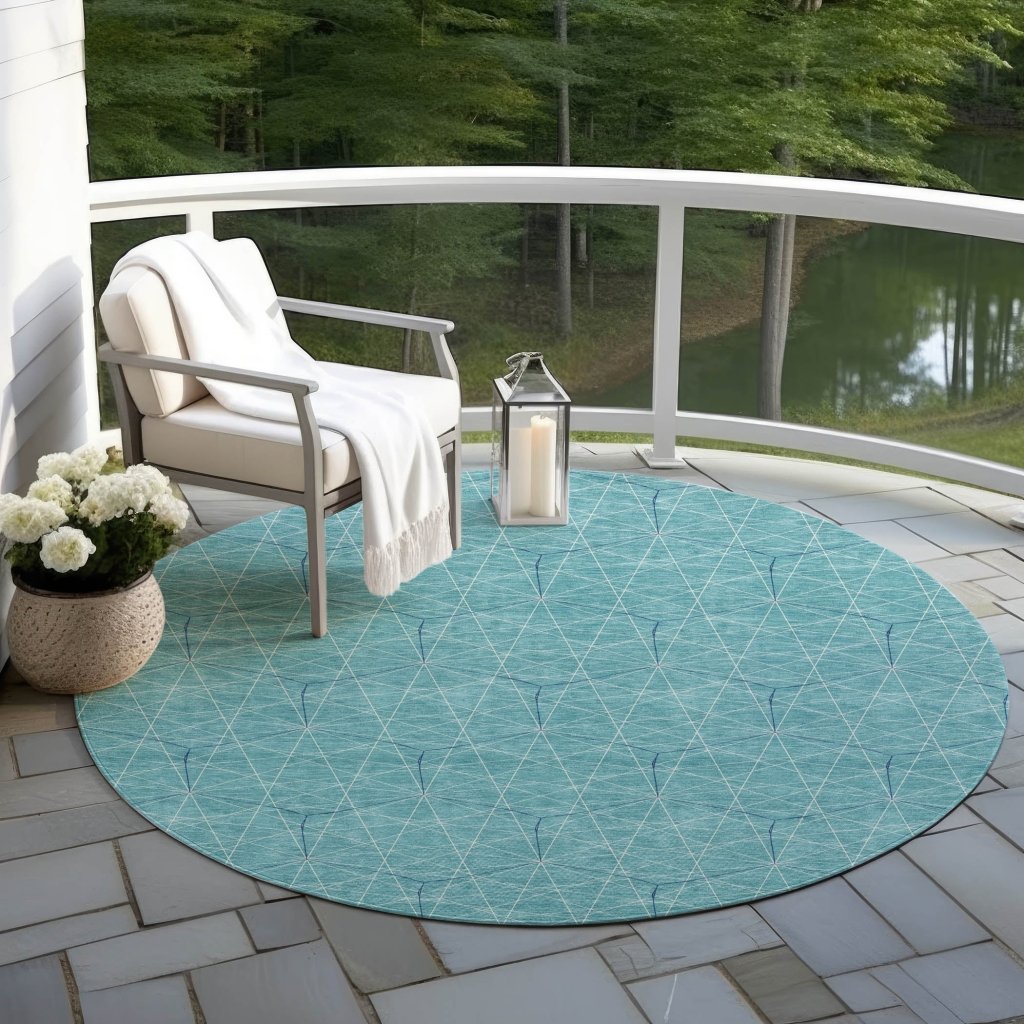 LOOMLAN Rugs Alina Teal Washable Indoor-Outdoor Rug