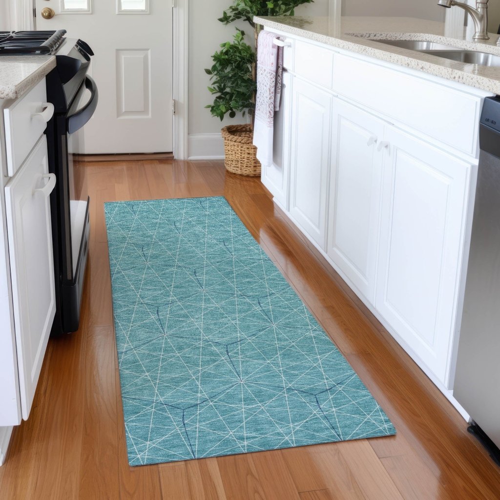 LOOMLAN Rugs Alina Teal Washable Indoor-Outdoor Rug