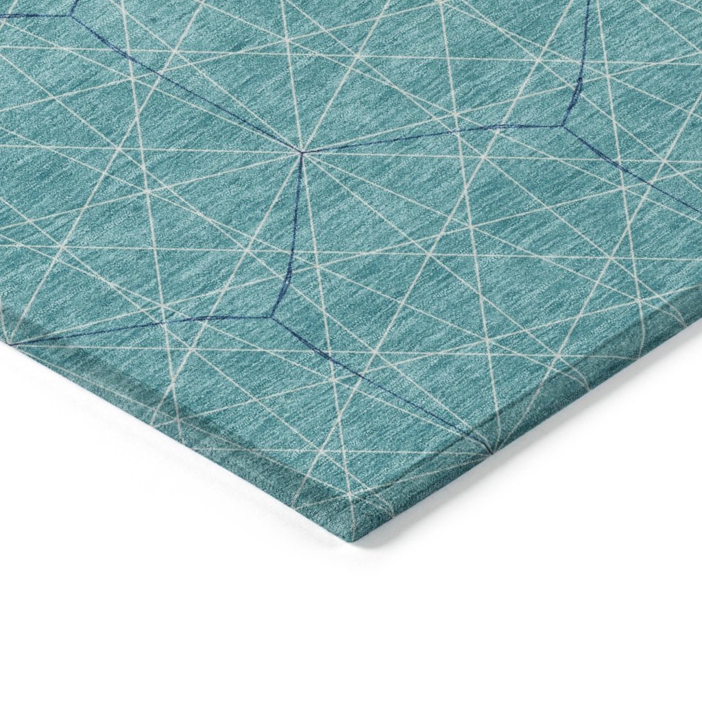LOOMLAN Rugs Alina Teal Washable Indoor-Outdoor Rug