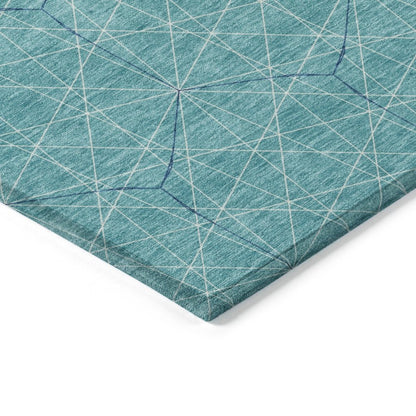 LOOMLAN Rugs Alina Teal Washable Indoor-Outdoor Rug