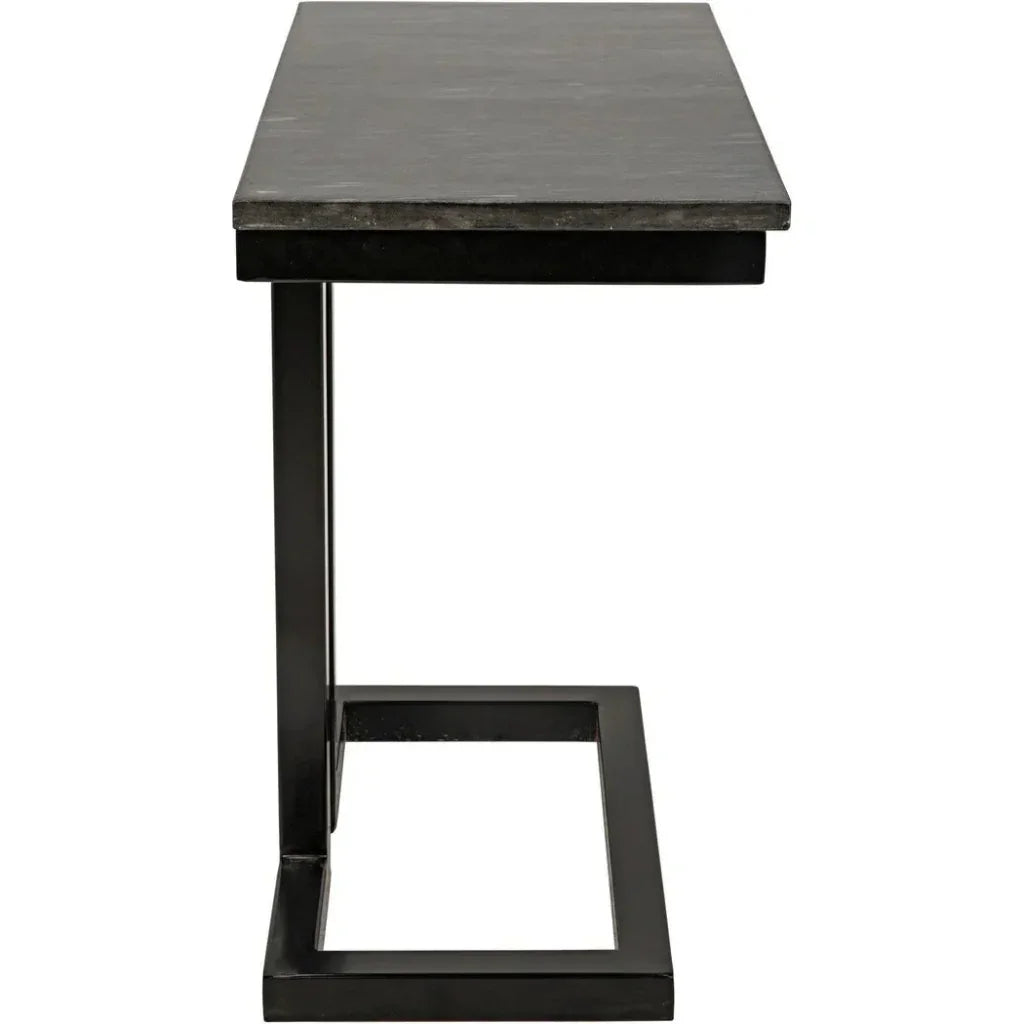 Noir Alonzo Rectangle Marble Top Side Table